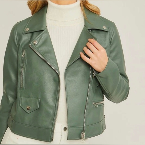 Nine West Jackets & Blazers - Nine West Women's Sage Green Faux Leather Jacket NWT Size XL